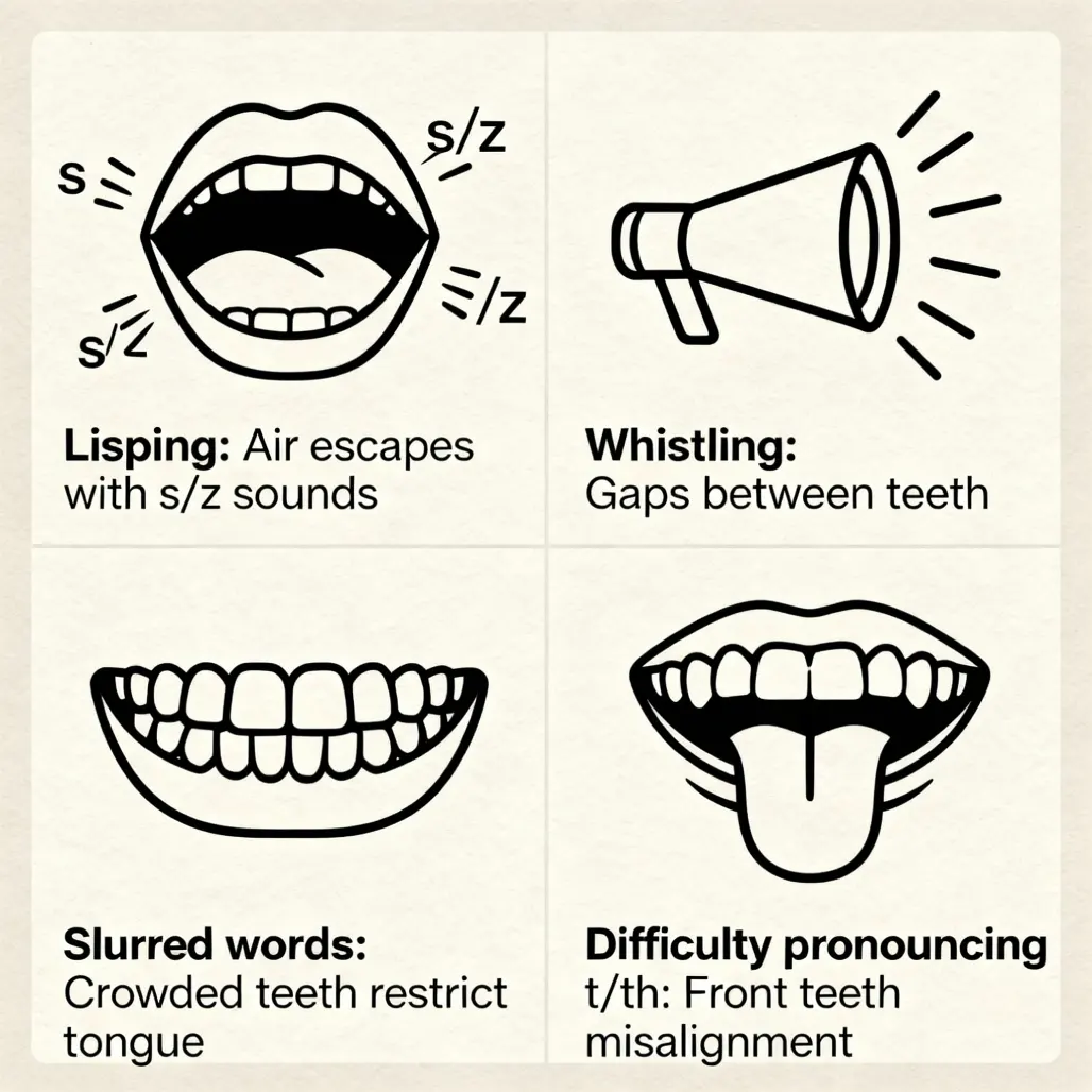 Teeth misalignment can disrupt speech sounds like lisping and slurring. Explore causes, impacts, and orthodontic solutions for clearer, confident speech.
