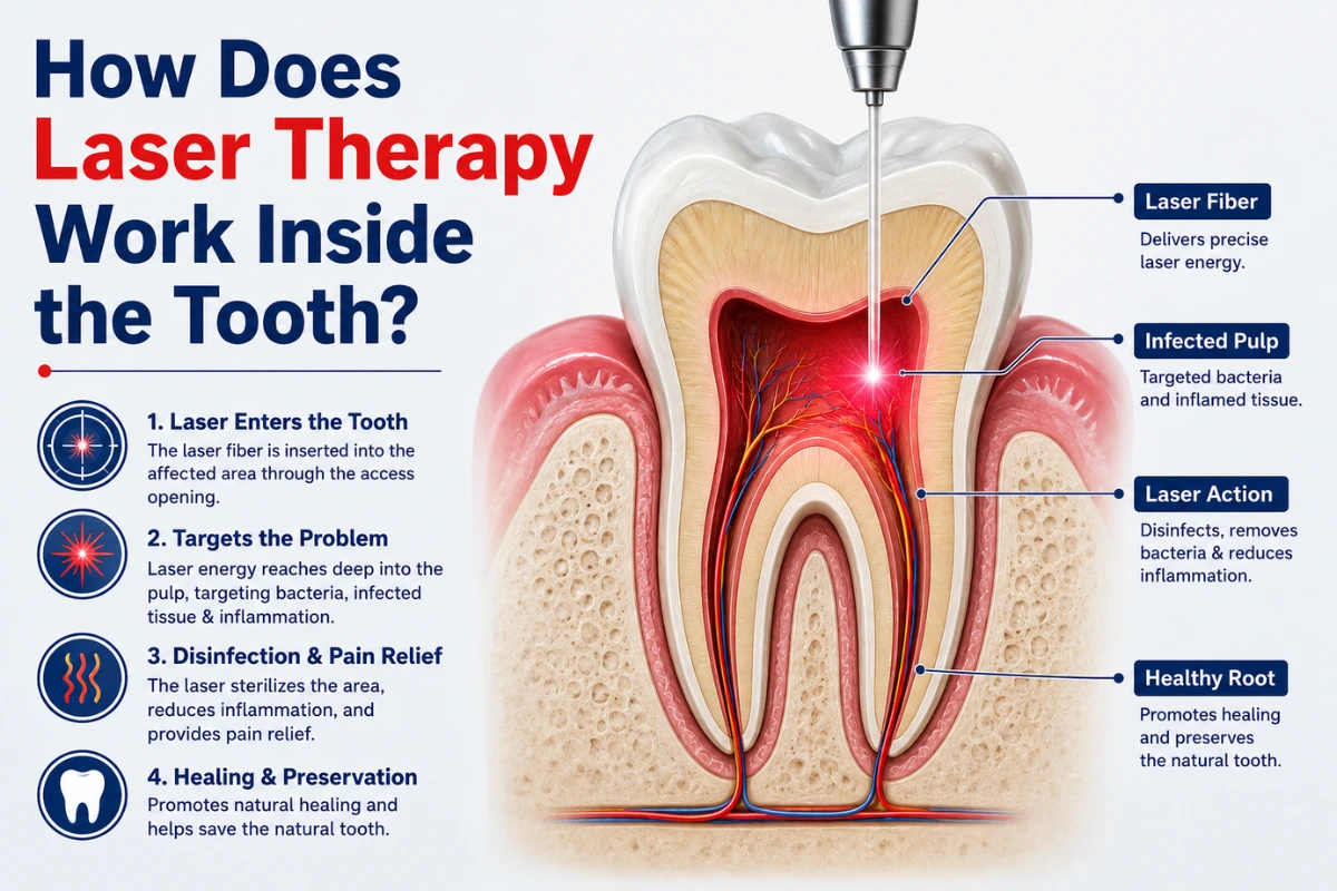 How Does Laser Therapy Work Inside the Tooth while root canal